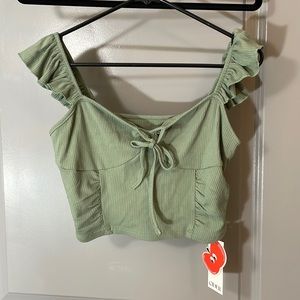 Green ruffle tank